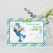 Invitation Sesame Street Grover rayé Anniversaire (Debout devant)