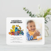 Invitation Sesame Street Pals 1er anniversaire avec photo (Debout devant)