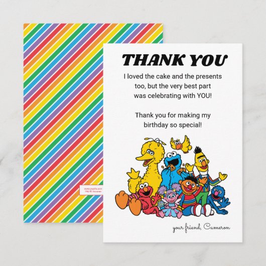 Invitation Sesame Street Pals 1er anniversaire - Merci (Devant / Derrière)