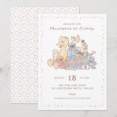 Invitation Sesame Street Pals Aquarelle Confetti Anniversaire (Devant / Derrière)