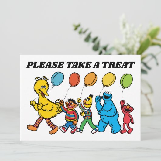 Invitation Sesame Street Pals Ballons d'Anniversaire Prendre (Debout devant)