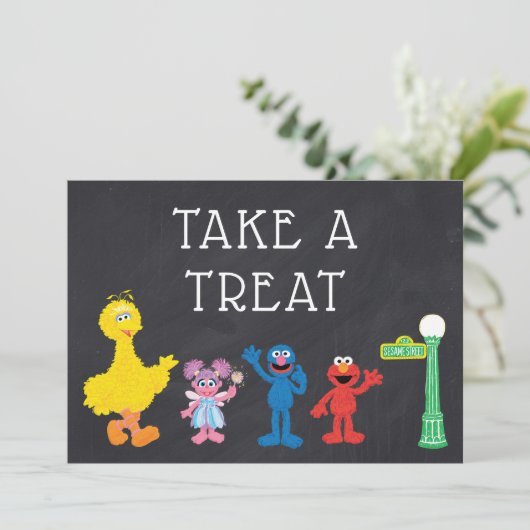Invitation Sesame Street Pals Chalkboard Arc-en-ciel Annivers (Debout devant)