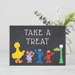 Invitation Sesame Street Pals Chalkboard Arc-en-ciel Annivers