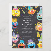 Invitation Sesame Street Pals Chalkboard Confetti Anniversair (Devant)