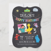 Invitation Sesame Street Pals Chalkboard Photo 3Anniversaire (Devant)