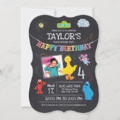 Invitation Sesame Street Pals Chalkboard Photo 4Anniversaire (Devant)