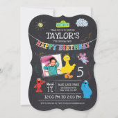 Invitation Sesame Street Pals Chalkboard Photo 5Anniversaire (Devant)