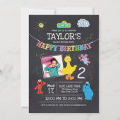 Invitation Sesame Street Pals Chalkboard Photo Anniversaire (Devant)