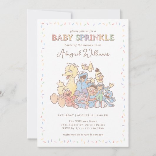 Invitation Sesame Street Pals Confetti Baby Sprinking (Devant)