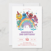 Invitation Sesame Street Rainbow Unicorn anniversaire (Devant)