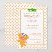 Invitation Sesame street Zoe Baby Birthday (Devant / Derrière)
