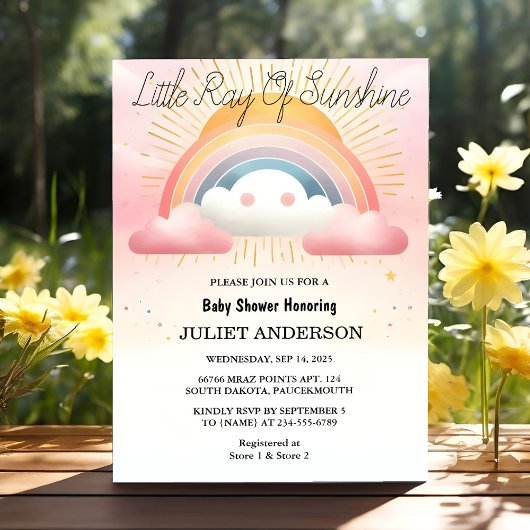Invitation Set Boy Pink unique Sky Cloud Baby shower soleil