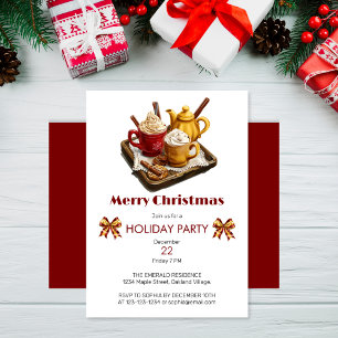 Invitation set de thé de fête, et chocolat chaud Noël