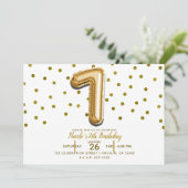 Invitation SEVEN 7 Ballon en Or Confetti Fête d'anniversaire  (Debout devant)