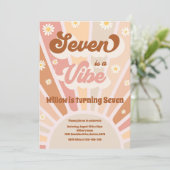 Invitation Seven Is A Vibe Boho Sunshine 7e fête d'anniversai (Debout devant)