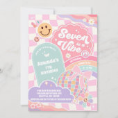 Invitation Seven Is A Vibe Cloud Rainbow Disco 7th Birthday  (Devant)