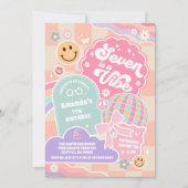 Invitation Seven Is A Vibe Cloud Rainbow Disco 7th Birthday (Devant)