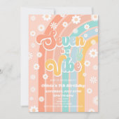 Invitation Seven Is A Vibe Rainbow Daisy 7e fête d'anniversai (Devant)