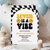 Invitation Seven Is A Vibe Retro First 7th Birday Party