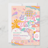 Invitation Seven Is A Vibe Sun Rainbow Disco 7th Birthday (Devant)