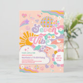 Invitation Seven Is A Vibe Sun Rainbow Disco 7th Birthday (Debout devant)