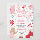 Invitation Seven Is So Sweet Christmas Cookie Anniversaire (Devant)
