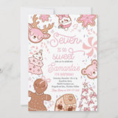 Invitation Seven Is So Sweet Girl Christmas Cookie Anniversai (Devant)