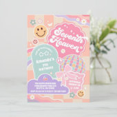 Invitation Seventh Heaven Cloud Rainbow Disco 7th Birthday  (Debout devant)
