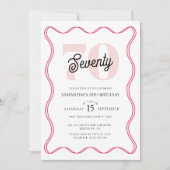 Invitation Seventieth Retro Wavy Borders 70e anniversaire (Devant)