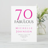 Invitation Seventy and Fabulous Minimal Pink 70th Birthday (Debout devant)
