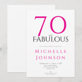 Invitation Seventy and Fabulous Minimal Pink 70th Birthday (Devant / Derrière)