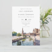Invitation Seville Spain Watercolor Elegant Wedding (Debout devant)