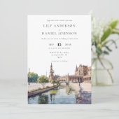 Invitation Seville Spain Watercolor QR Code Wedding (Debout devant)