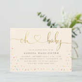 Invitation Sexe Elegant Gold Script Oh Baby shower (Debout devant)