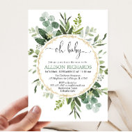 Invitation Sexe neutre Eucalyptus verdure oh baby shower