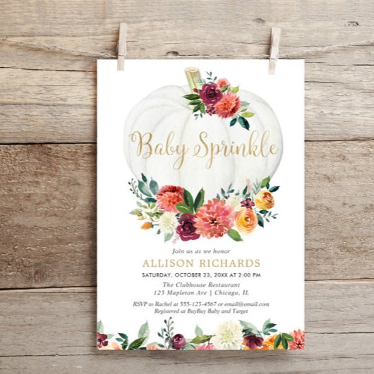 Invitation Sexe neutre petit citrouille tomber bébé saupoudre