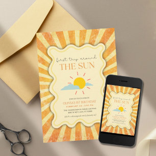 Invitation Sexe neutre Premier voyage autour du soleil annive