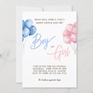 Invitation Sexe Reveal Party Boy or Girl Simple Script