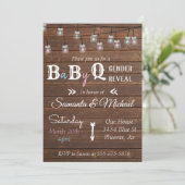 Invitation Sexe Revela Party BBQ Rustique Bois (Debout devant)