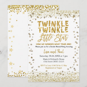 Invitation Sexe Révéler Twinkle Baby shower Little Star