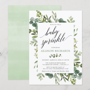 Invitation Sexe vert neutre saupoudrer bébé
