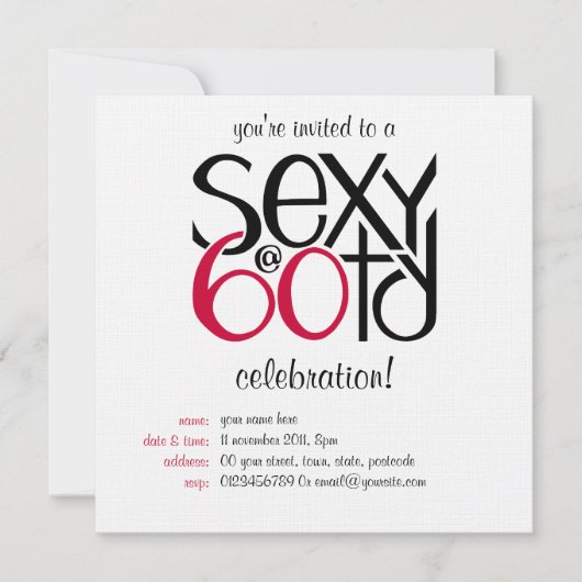 Invitation sexy à 60 ans rouge (Devant)