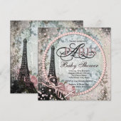 Invitation Shab Chic Paris Baby Shower (Devant / Derrière)