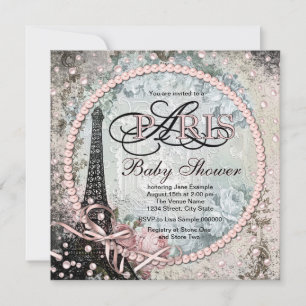 Invitation Shab Chic Paris Baby Shower