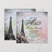 Invitation Shab Chic Paris Baby Shower (Devant / Derrière)