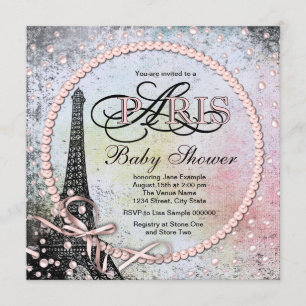Invitation Shab Chic Paris Baby Shower