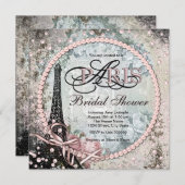 Invitation Shab Chic Paris Fête des mariées (Devant / Derrière)