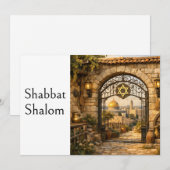 Invitation Shabbat Shalom, Porte de Jérusalem, Art rustique (Devant / Derrière)