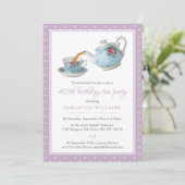 Invitation Shabby Chic Annithday Tea Party (Debout devant)