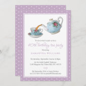 Invitation Shabby Chic Annithday Tea Party (Devant / Derrière)